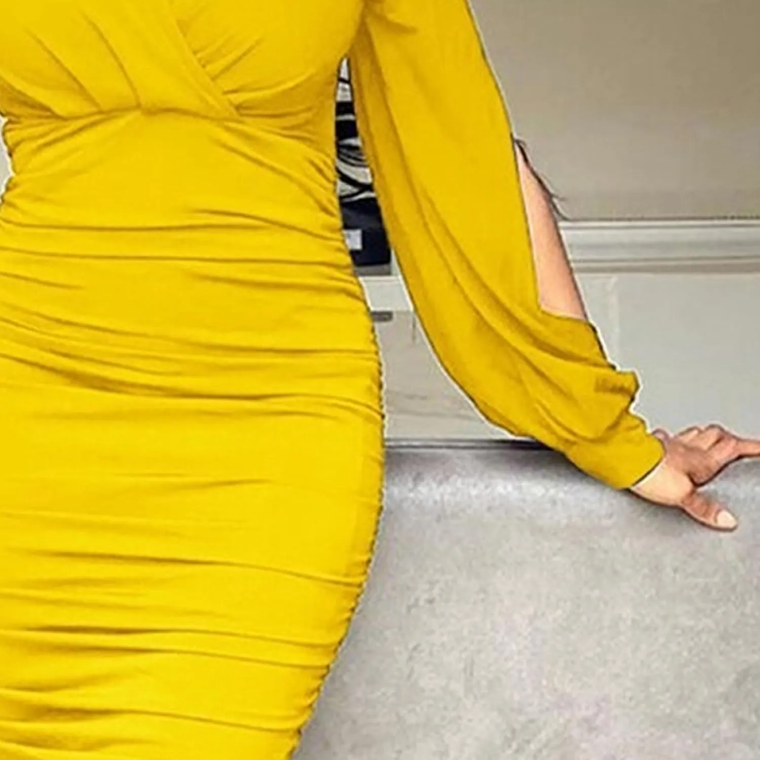 Womens 2025 Casual Chiffon Dress Smocked V Neck Puff Long Sleeve Hollow Out Dresses Cocktail A-Line Mini Dress