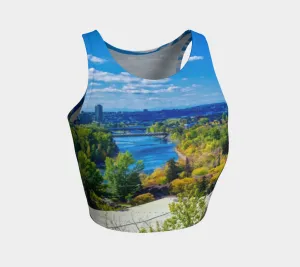 Women's Athletic Crop Top - Bow River Peace Bridge McHugh Bluff Fall HDR