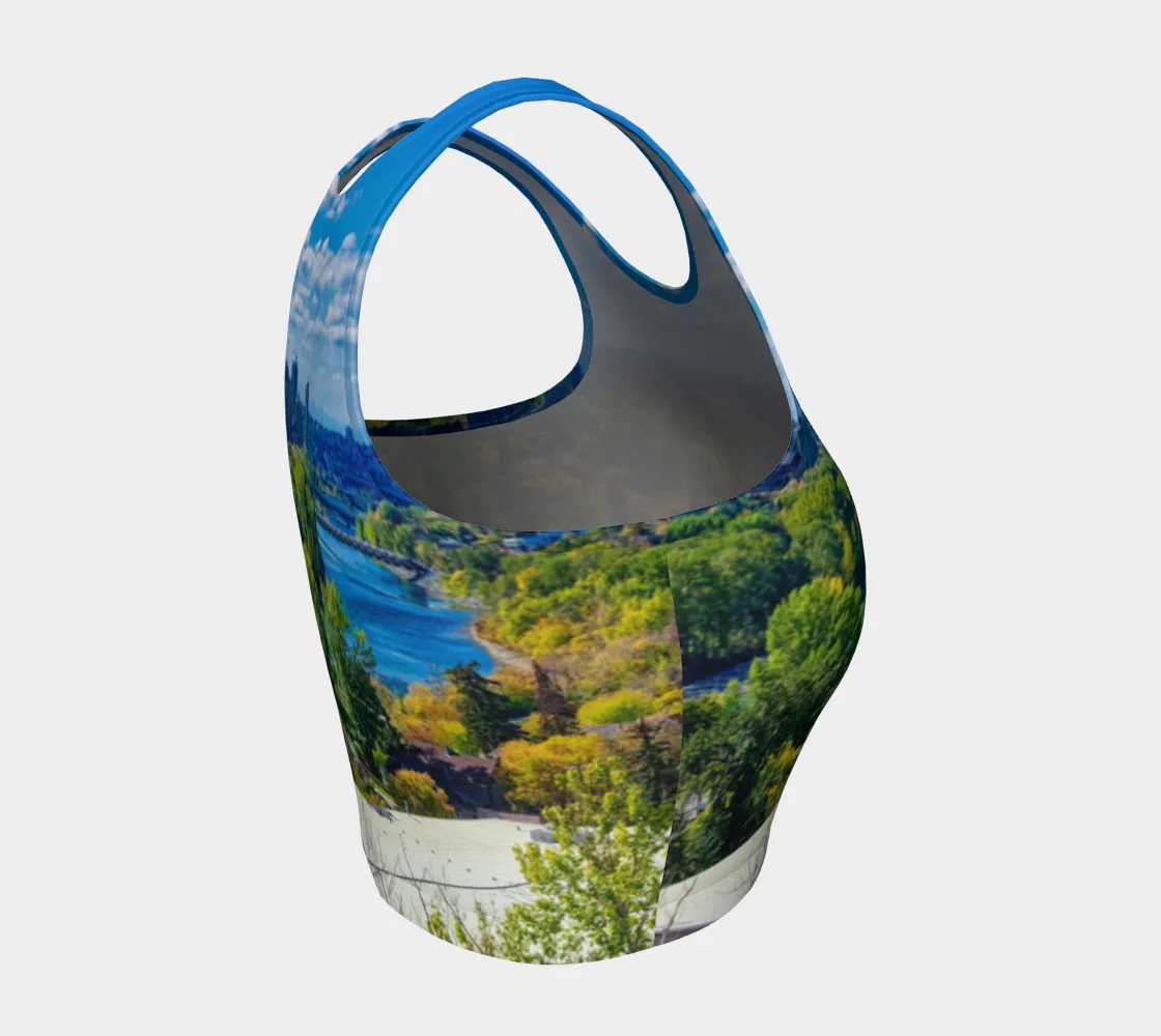 Women's Athletic Crop Top - Bow River Peace Bridge McHugh Bluff Fall HDR