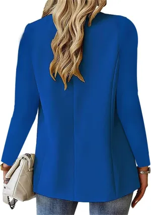 Women's Blazer Open Front Casual Bussiness Blazers Notch Collar Long Sleeve Lapel Jacket Work Office Suit Jackets