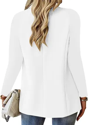 Women's Blazer Open Front Casual Bussiness Blazers Notch Collar Long Sleeve Lapel Jacket Work Office Suit Jackets
