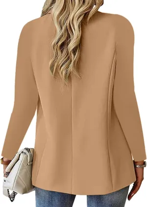 Women's Blazer Open Front Casual Bussiness Blazers Notch Collar Long Sleeve Lapel Jacket Work Office Suit Jackets
