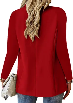 Women's Blazer Open Front Casual Bussiness Blazers Notch Collar Long Sleeve Lapel Jacket Work Office Suit Jackets