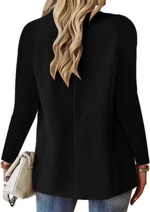Women's Blazer Open Front Casual Bussiness Blazers Notch Collar Long Sleeve Lapel Jacket Work Office Suit Jackets