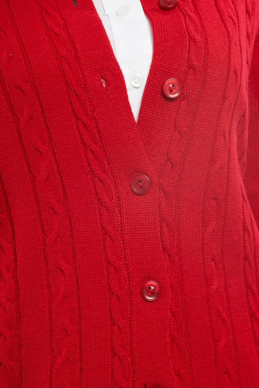 Women's Button Front Cable Knit Cardigan- in Soft,Lightweight Acrylic in 5 Colors and Plus Sizes and Easy to Maintain Option