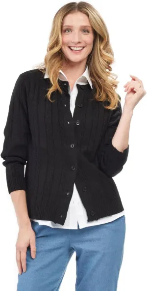 Women's Button Front Cable Knit Cardigan- in Soft,Lightweight Acrylic in 5 Colors and Plus Sizes and Easy to Maintain Option