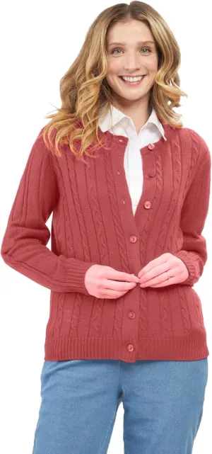 Women's Button Front Cable Knit Cardigan- in Soft,Lightweight Acrylic in 5 Colors and Plus Sizes and Easy to Maintain Option