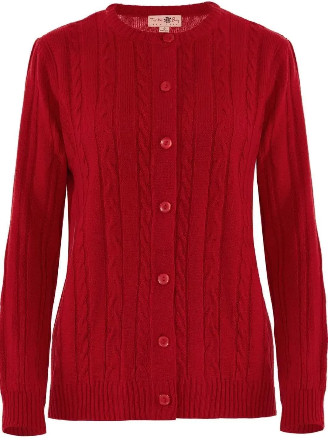 Women's Button Front Cable Knit Cardigan- in Soft,Lightweight Acrylic in 5 Colors and Plus Sizes and Easy to Maintain Option
