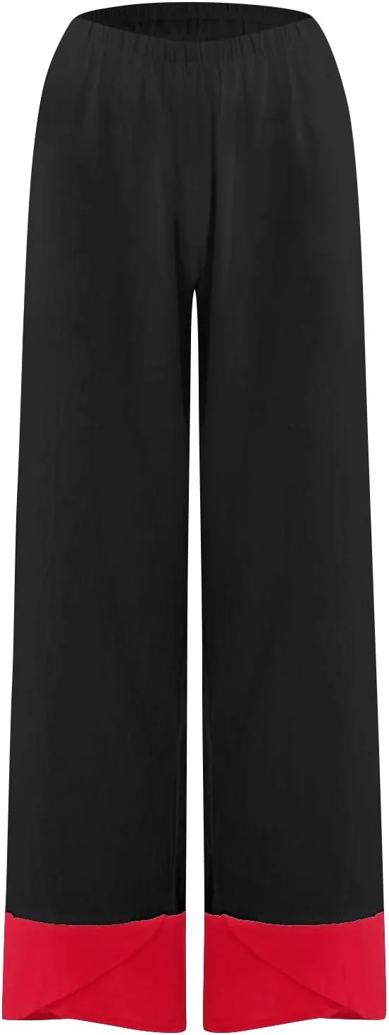 Womens Capri Pants for Summer Petite Length Linen Capris Cropped Pants Plus Size Drawstring Elastic High Waist Joggers