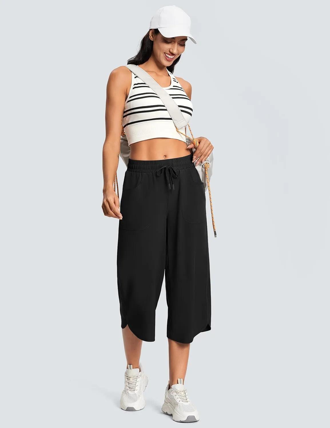 Women's Capri Pants Wide Leg Plus Size Lightweight Quick Dry Casual Summer Pants Sweatpants Hiking Walking