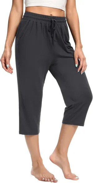 Women's Capri Yoga Pants Quick Dry High Waisted Hiking Lightweight Pants Drawstring Outdoor Pants for Women