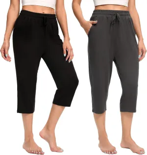 Women's Capri Yoga Pants Quick Dry High Waisted Hiking Lightweight Pants Drawstring Outdoor Pants for Women
