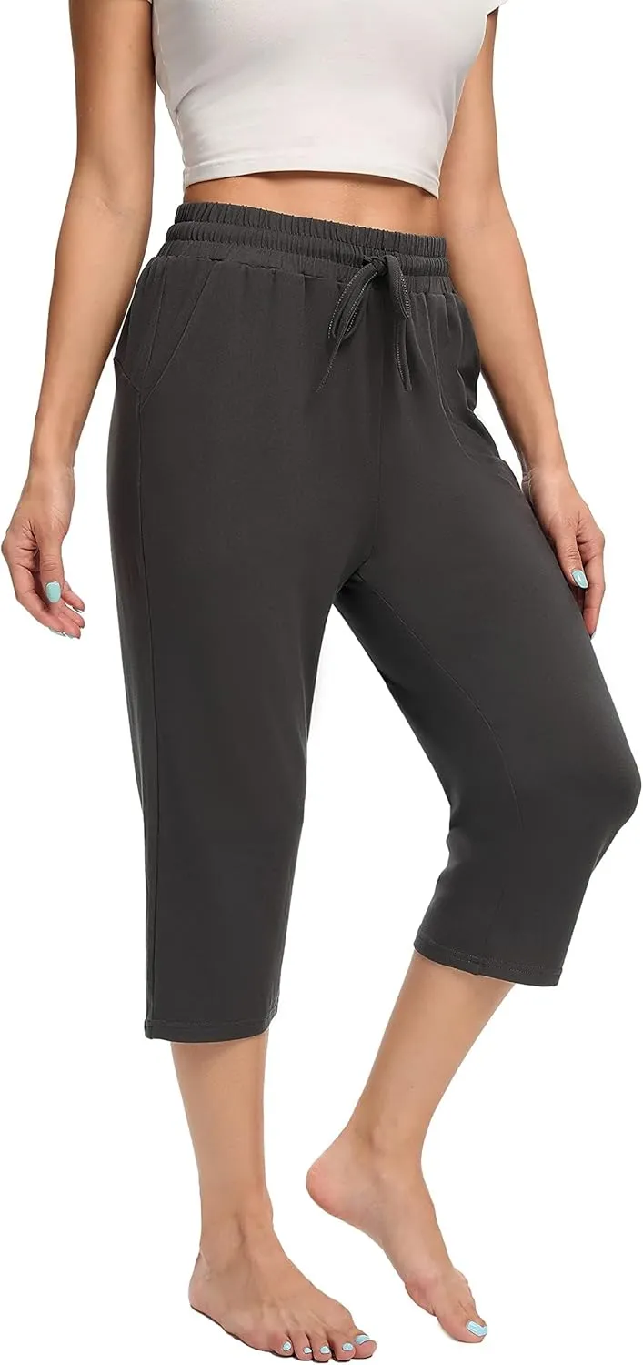 Women's Capri Yoga Pants Quick Dry High Waisted Hiking Lightweight Pants Drawstring Outdoor Pants for Women