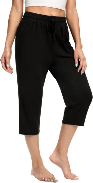 Women's Capri Yoga Pants Quick Dry High Waisted Hiking Lightweight Pants Drawstring Outdoor Pants for Women