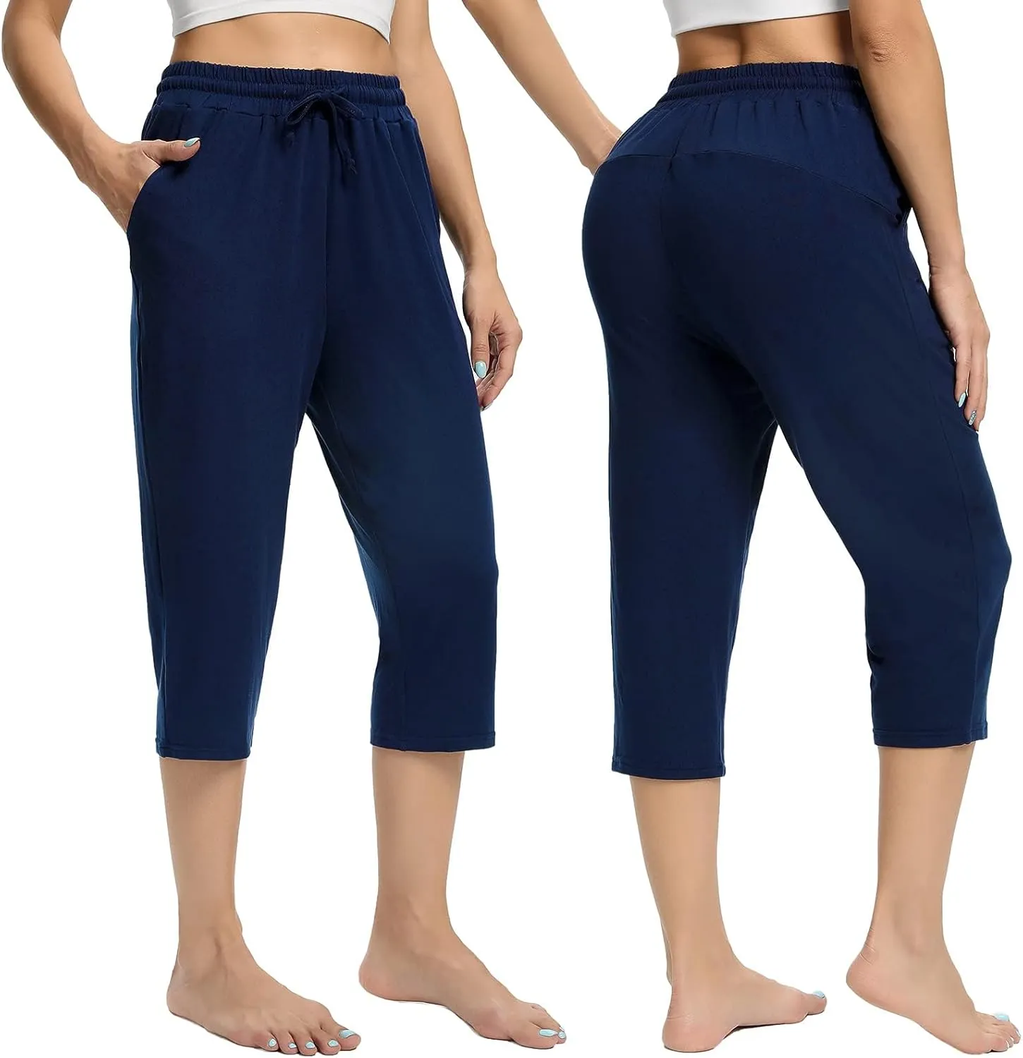 Women's Capri Yoga Pants Quick Dry High Waisted Hiking Lightweight Pants Drawstring Outdoor Pants for Women