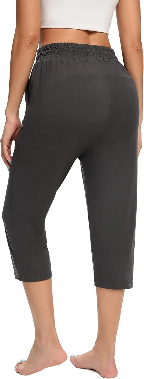 Women's Capri Yoga Pants Quick Dry High Waisted Hiking Lightweight Pants Drawstring Outdoor Pants for Women