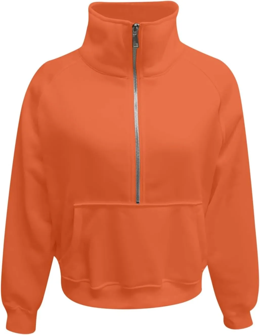 Women's Fashion Casual Half Zipper Short Stand Collar Plus Fleece Solid Color Hoodie Ladies Sweatsuits