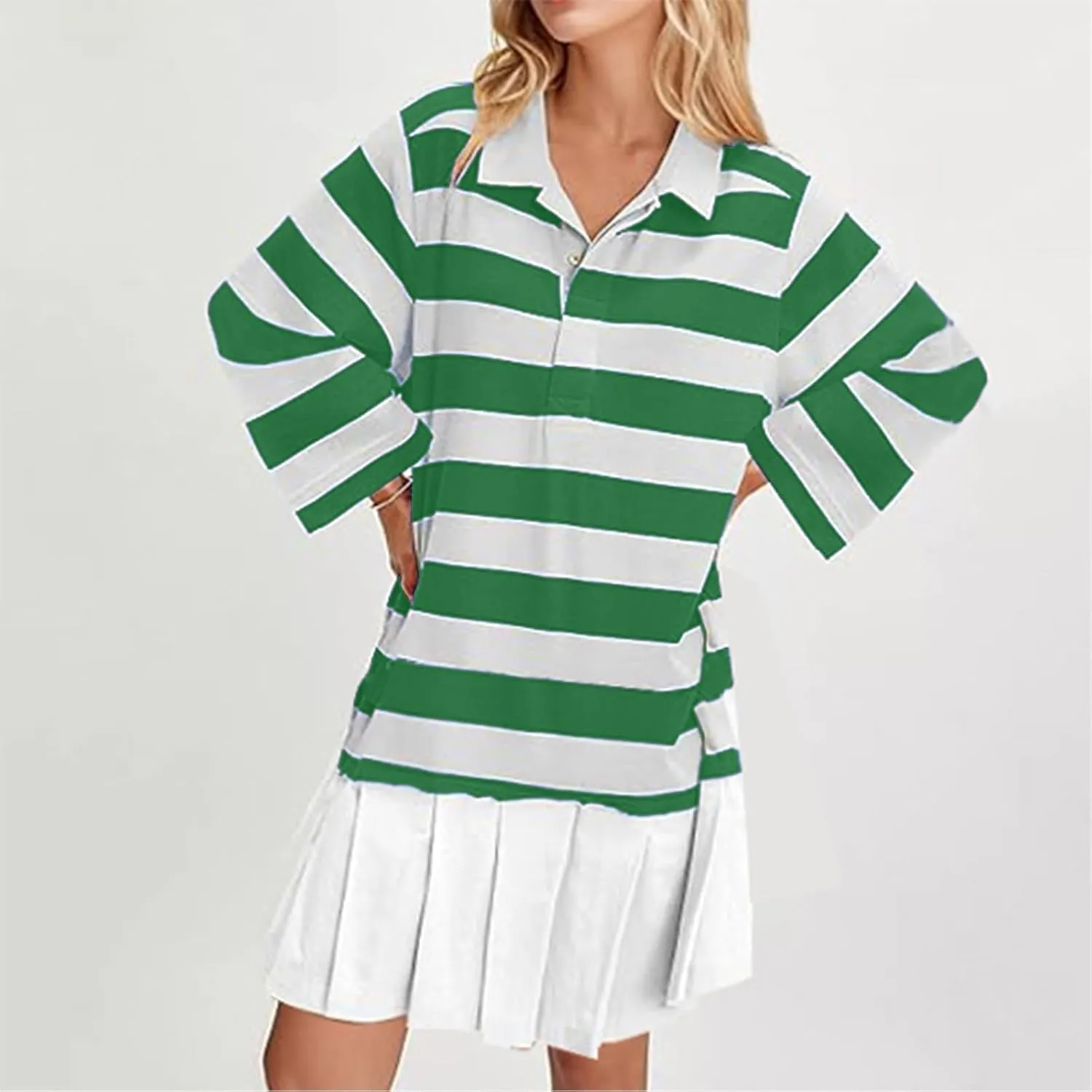 Womens Oversize Fall Sweatshirt Dresses Long Sleeve Lapel mini Dresses Ruched Loose Fitting Pleated Shirt Dresses