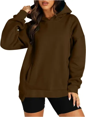 Womens Oversized Hoodies Fleece Sweatshirts Casual Long Sleeve Drop Shoulder Pullover Fall Winter Outfits Y2K Tops
