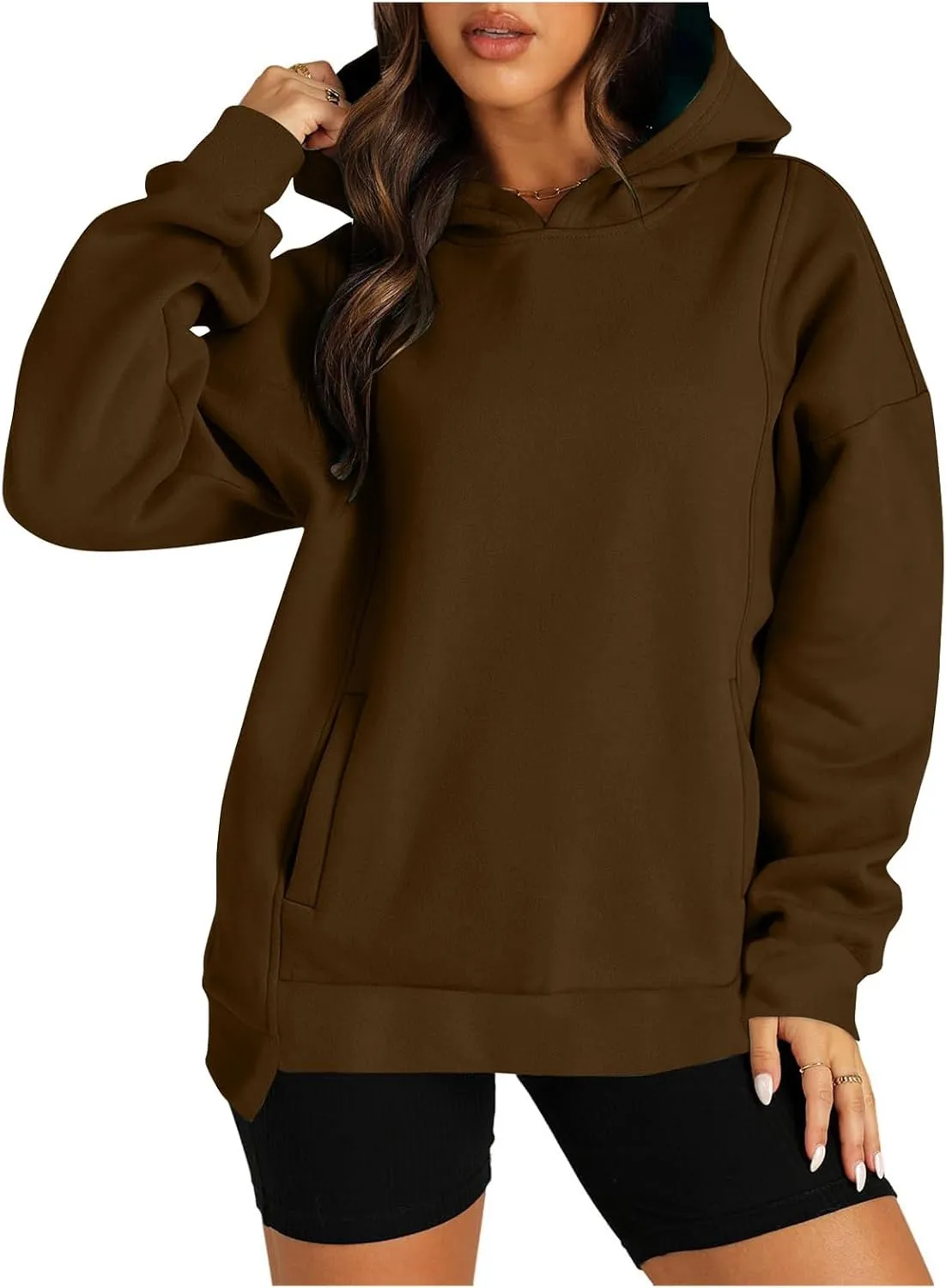Womens Oversized Hoodies Fleece Sweatshirts Casual Long Sleeve Drop Shoulder Pullover Fall Winter Outfits Y2K Tops