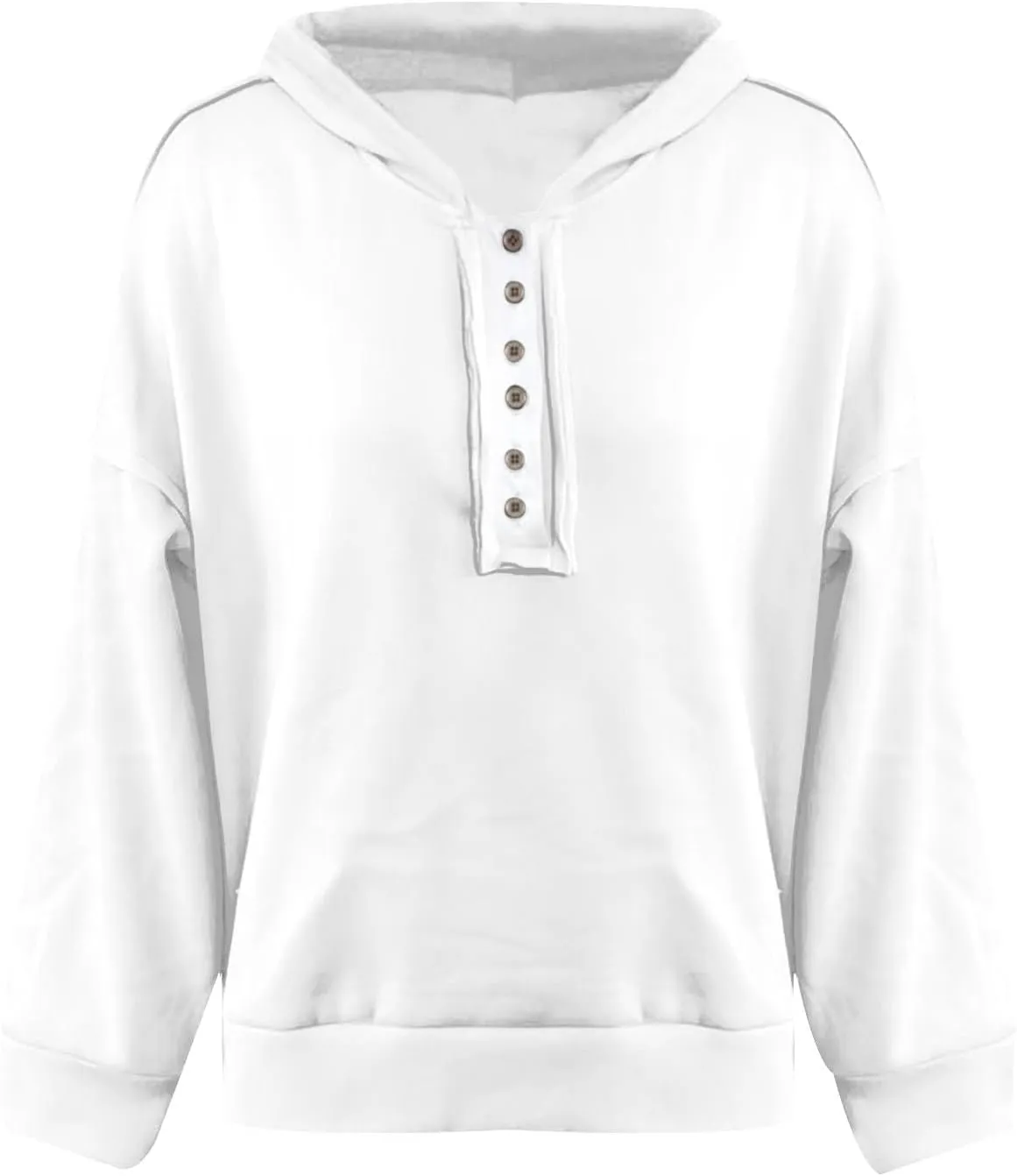 Womens Oversized Sweatshirt Long Sleeve V Neck Button Hoodie Casual Loose Fit Lightweight Sweatshirt Pullover Tops