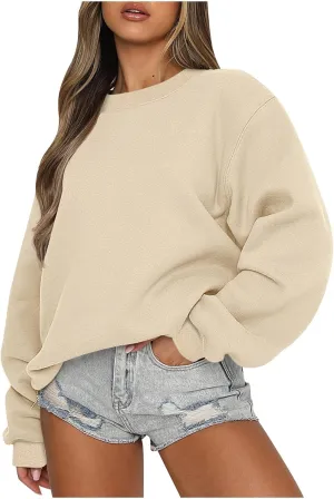 Womens Oversized Sweatshirts Loose Fit Trendy Crewneck Sweatshirts Casual Comfy Long Sleeve Pllover Tops
