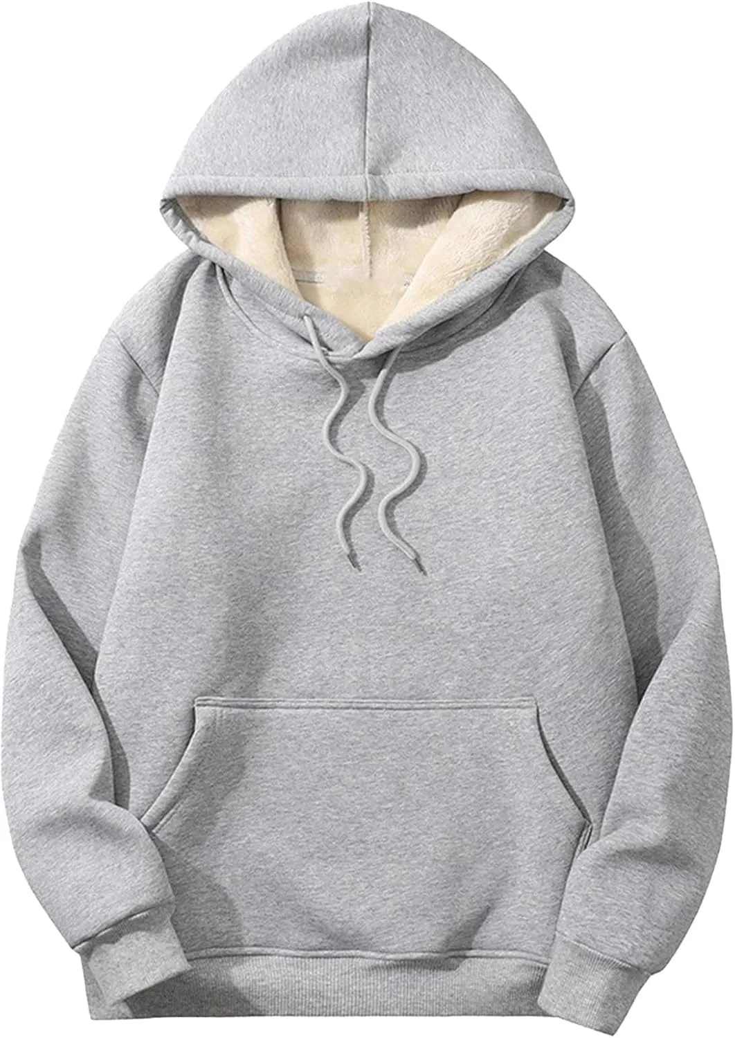 Womens Plus Size Sherpa Lined Hoodies Winter Warm Fleece Hooded Sweatshirt Casual Thermal Tops with Pocket