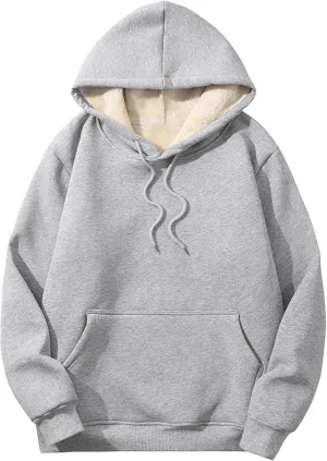 Womens Plus Size Sherpa Lined Hoodies Winter Warm Fleece Hooded Sweatshirt Casual Thermal Tops with Pocket