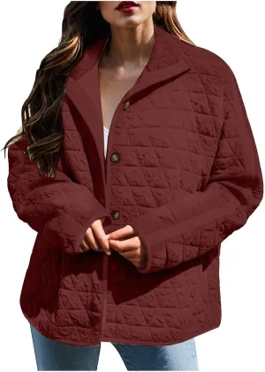 Women's Quilted Lightweight Jackets Long Sleeve Winter Cropped Cotton Padded Coat Jacket Tie Front Puffy Outwear