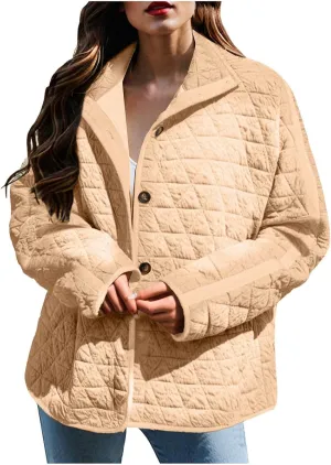 Women's Quilted Lightweight Jackets Long Sleeve Winter Cropped Cotton Padded Coat Jacket Tie Front Puffy Outwear