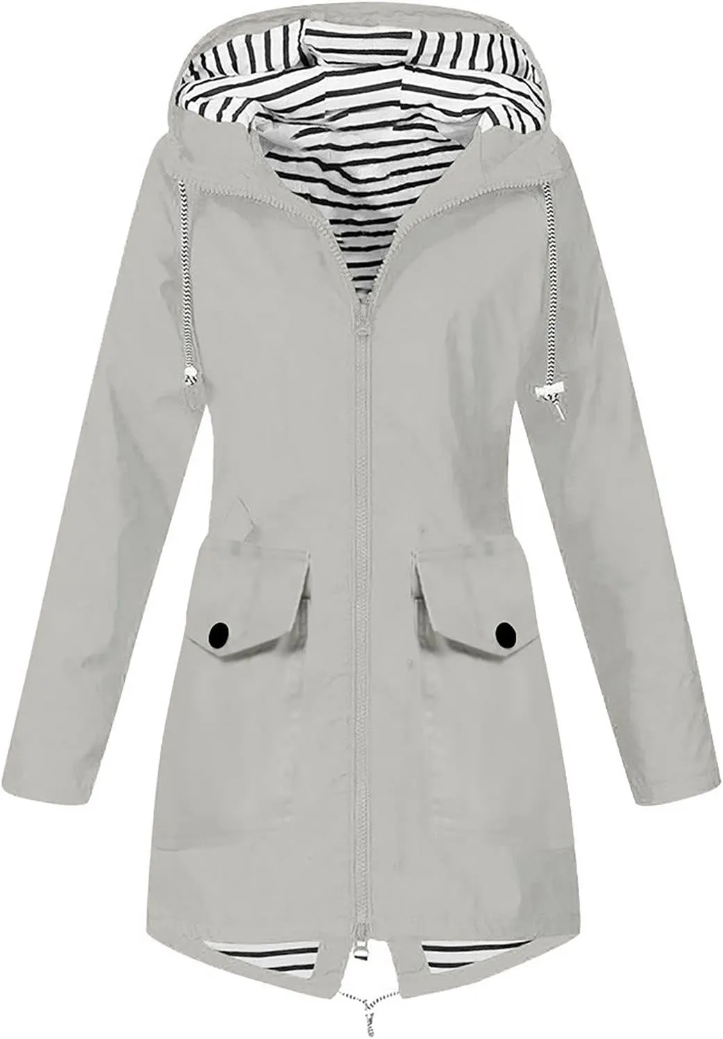 Womens Raincoat Windbreaker Jackets Outdoor Waterproof Lightweight Hooded Rain Coat Windproof Trench Jacket Coat 2024