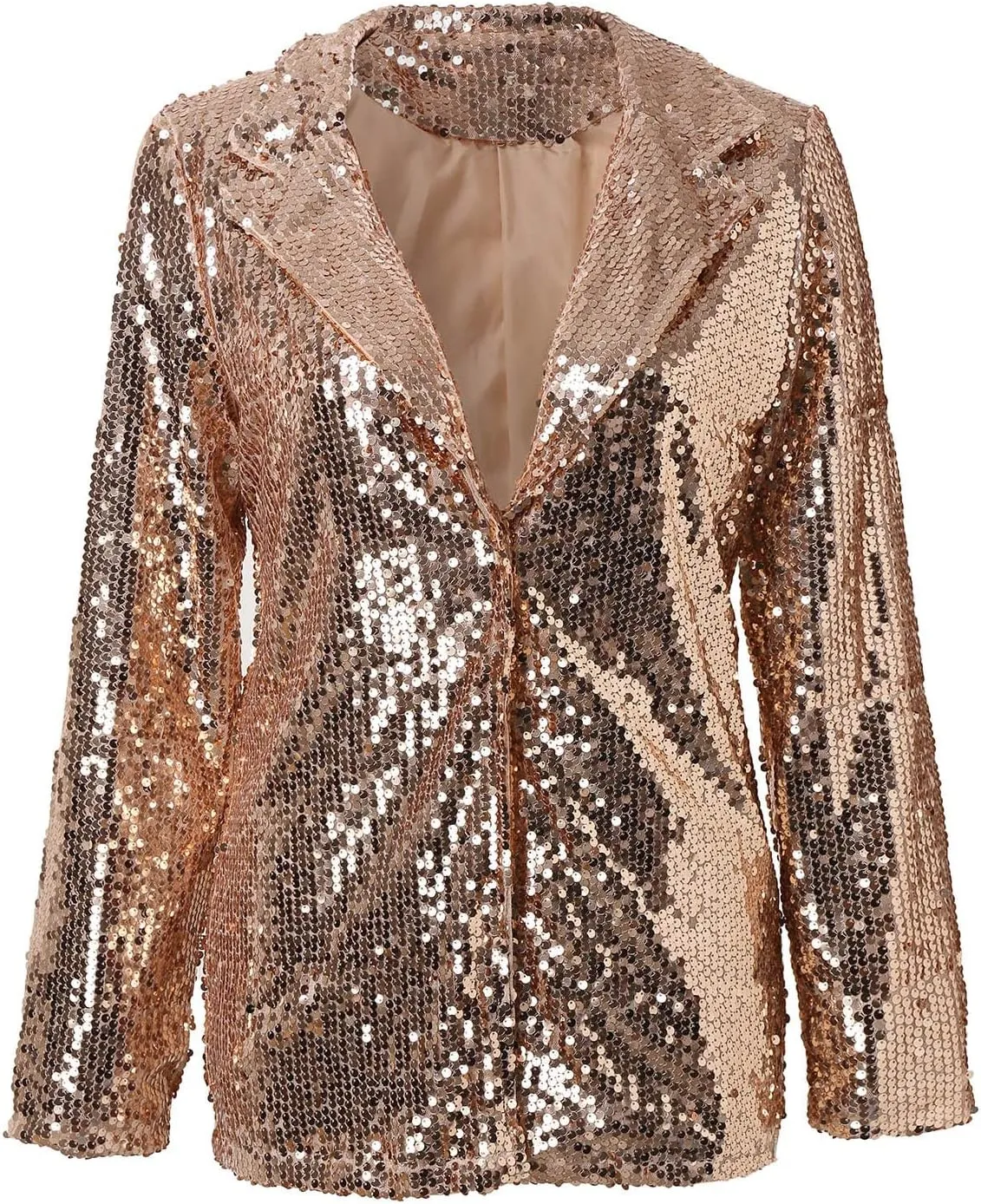 Women's Sequin Blazer Jacket Lightweight Casual Long Sleeves Cardigan Coat Evening Glitter Sparkle Sequins Shiny Outfit