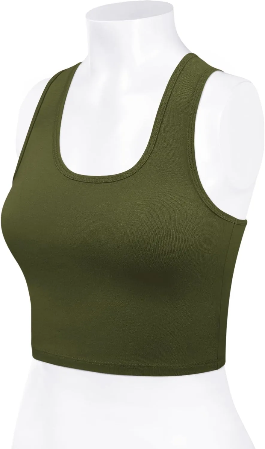 Women's Sleeveless Racerback Crop Camisole Tank Tops Cotton Basic Shirts
