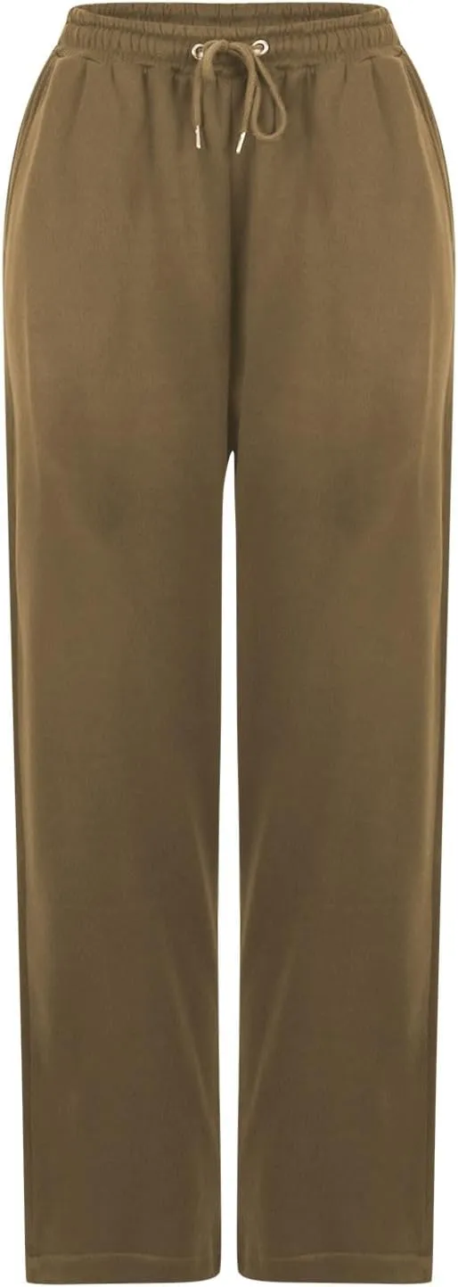 Women's Straight Long Pants Sports Fitness Loose Pants Solid Color Casual Trousers High Waist Trousers with Pocket