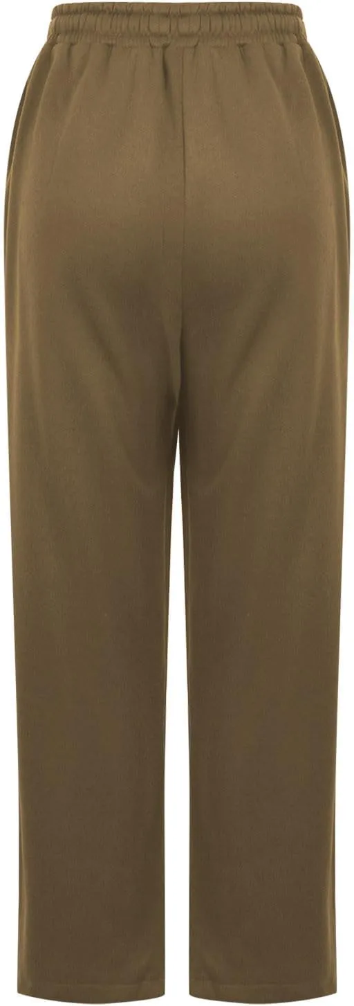 Women's Straight Long Pants Sports Fitness Loose Pants Solid Color Casual Trousers High Waist Trousers with Pocket