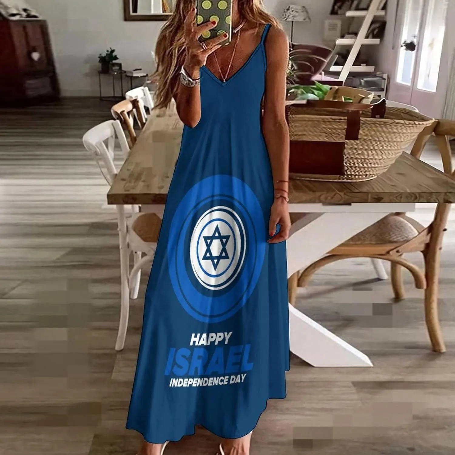 Women's Summer Dresses Happy Israel Independence Day Maxi Dress Vacation Outfits Sundress Beach Dresses for Women