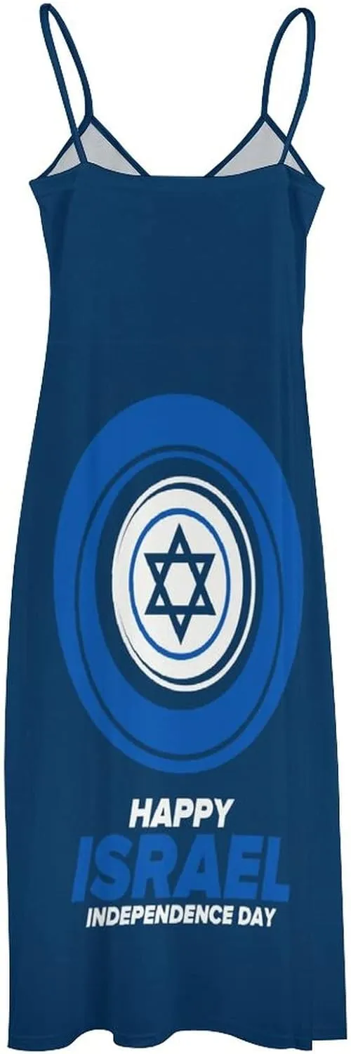 Women's Summer Dresses Happy Israel Independence Day Maxi Dress Vacation Outfits Sundress Beach Dresses for Women