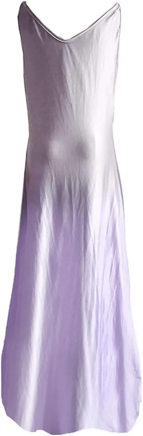 Women's Summer Dresses Spaghetti Strap Long Dress Plus Size Casual V Neck Gradient Print Sundress Beach Vacation Maxi Dresses