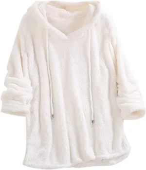 Womens Sweatshirt Women Casual Button V Neck Hoodies Oversized Pullover Sweatshirt Hooded Tops with Pockets