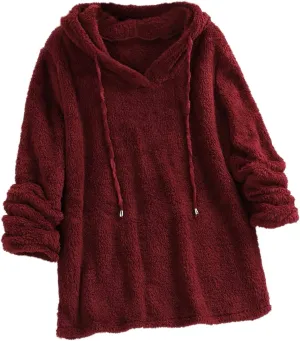 Womens Sweatshirt Women Casual Button V Neck Hoodies Oversized Pullover Sweatshirt Hooded Tops with Pockets