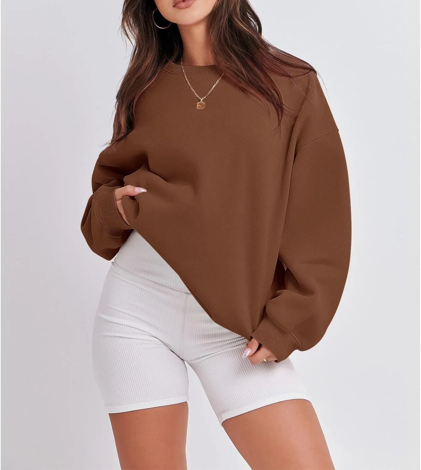 Women's Sweatshirts Hoodies Crewneck Oversized Fleece Pullover Sweaters Cute Top Y2K Teen Girls Preppy Clothes 2024