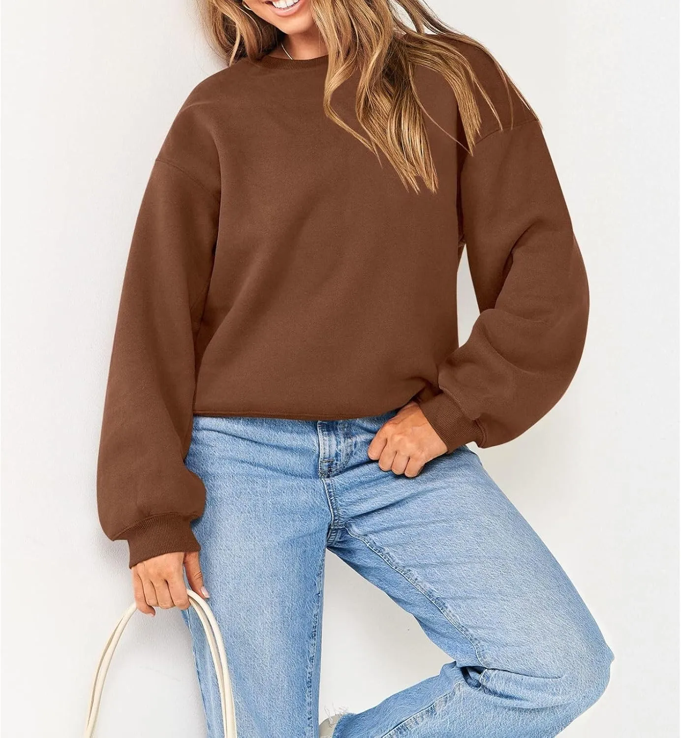Women's Sweatshirts Hoodies Crewneck Oversized Fleece Pullover Sweaters Cute Top Y2K Teen Girls Preppy Clothes 2024