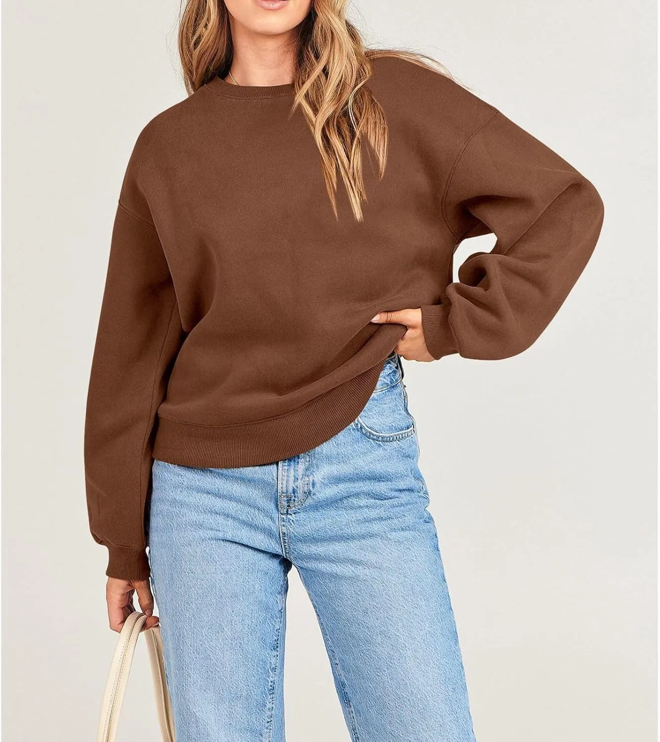 Women's Sweatshirts Hoodies Crewneck Oversized Fleece Pullover Sweaters Cute Top Y2K Teen Girls Preppy Clothes 2024