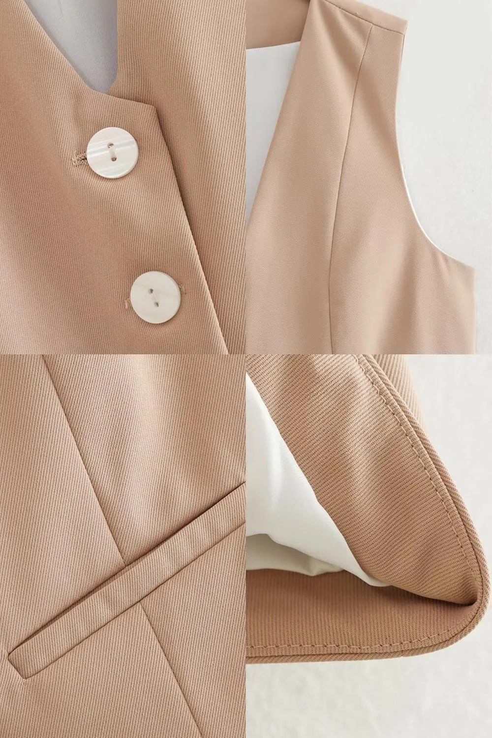 Women's Vest V Neck Sleeveless Button Down Blazer Jacket Waistcoat Casual Slim Fit Dressy Tank Tops