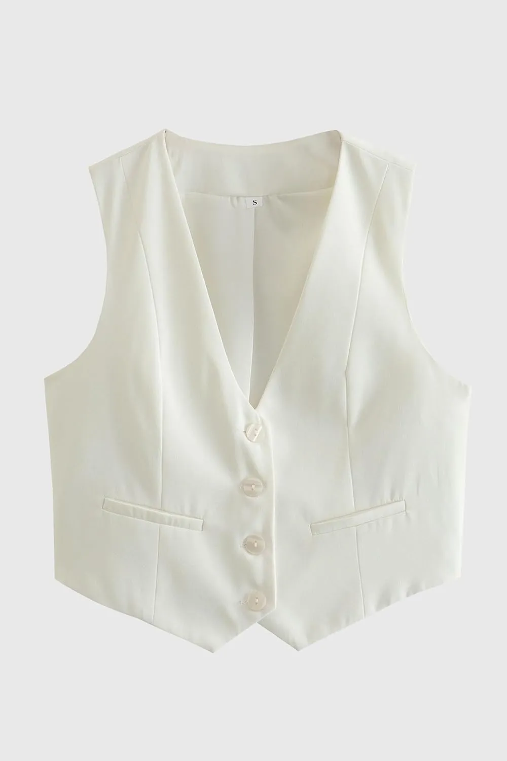 Women's Vest V Neck Sleeveless Button Down Blazer Jacket Waistcoat Casual Slim Fit Dressy Tank Tops