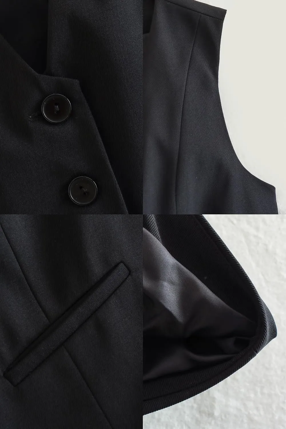 Women's Vest V Neck Sleeveless Button Down Blazer Jacket Waistcoat Casual Slim Fit Dressy Tank Tops