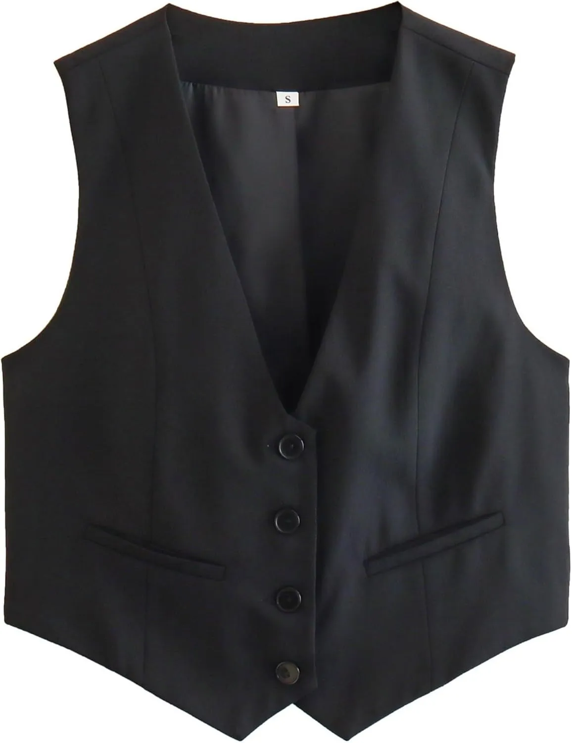 Women's Vest V Neck Sleeveless Button Down Blazer Jacket Waistcoat Casual Slim Fit Dressy Tank Tops