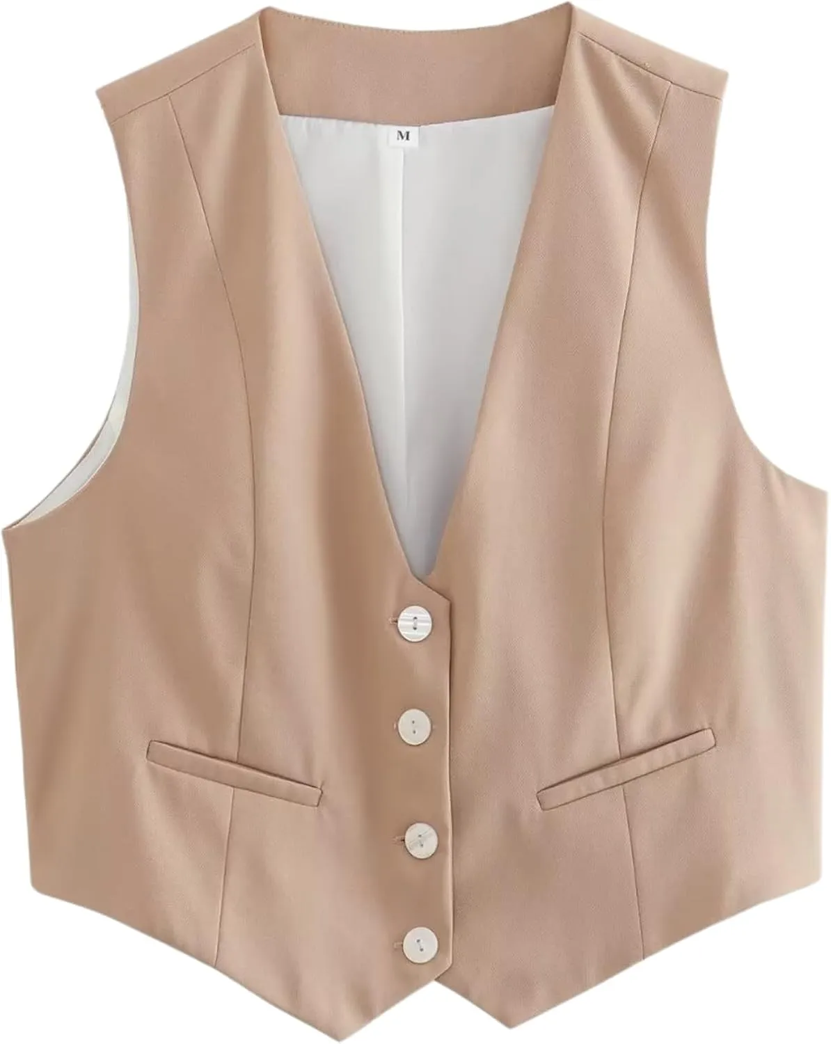 Women's Vest V Neck Sleeveless Button Down Blazer Jacket Waistcoat Casual Slim Fit Dressy Tank Tops