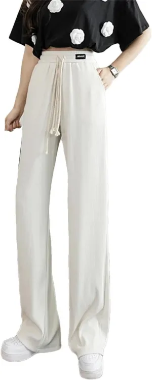 Women's Wide Leg Pants High Waist Loose Pants Korean Straight Long Trousers