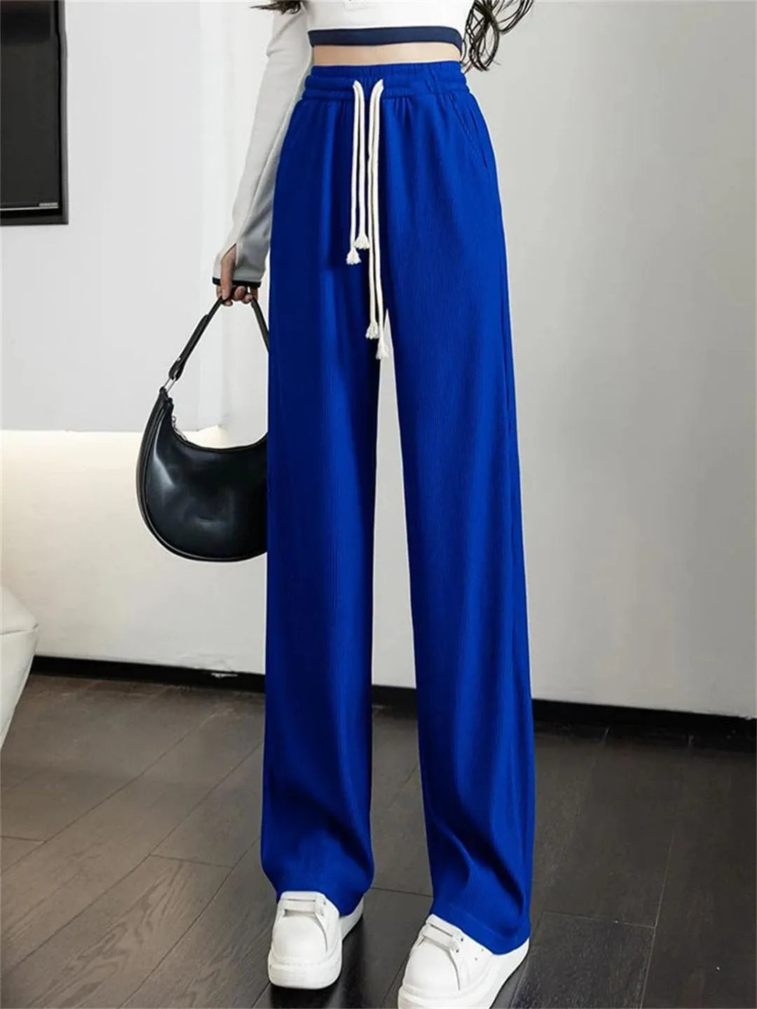Women's Wide Leg Pants High Waist Loose Pants Korean Straight Long Trousers